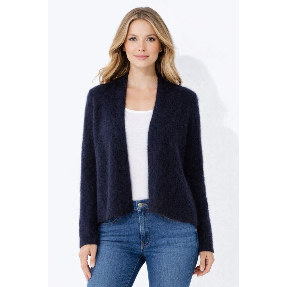 Eileen Fisher Womens Black Size S Mohair Wool Blend Open Front Cardigan Cozy‎